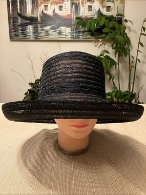 Chic Black Wide Brim Polyester Braid Hat